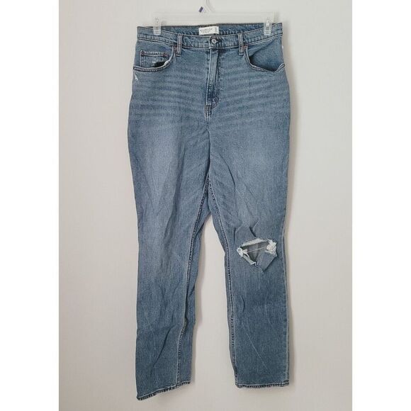 Abercrombie & Fitch The 90s Slim Straight Ultra High Rise Jeans Size 32/14 Long - Picture 2 of 8